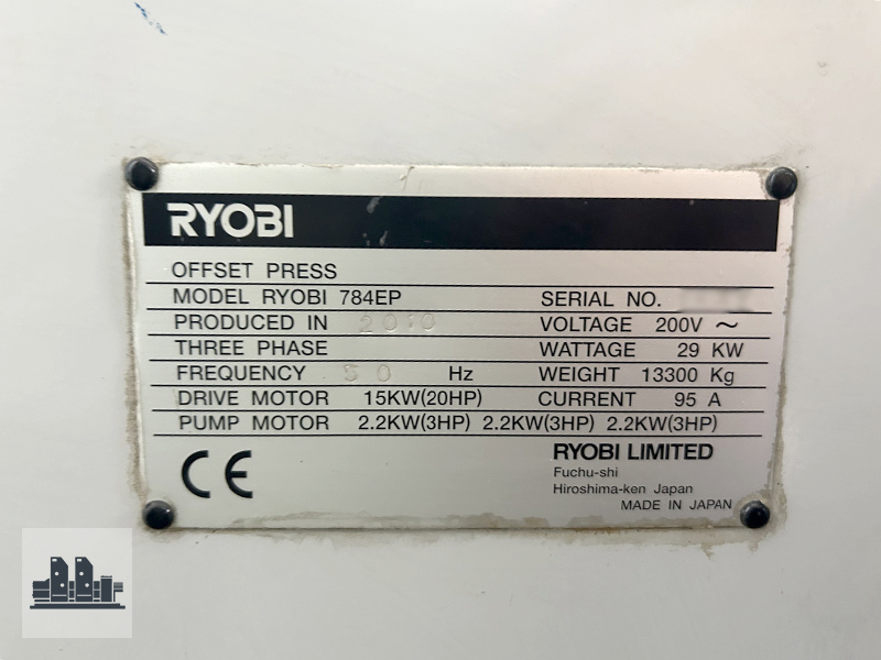 Ryobi 784 EP օֆսեթ տպագրական մեքենա B2 ֆորմատ perfector-ով